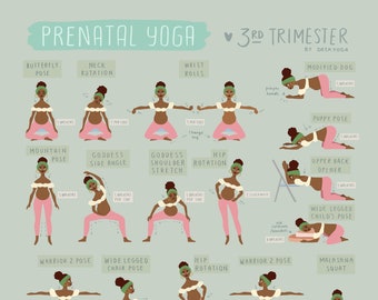Prenatal Yoga Poster for 3rd Trimester - DIGITAL DOWNLOAD | Pregnancy Yoga  | Yoga Third Trimester | Baby Shower Gift | 8x10, 16x20