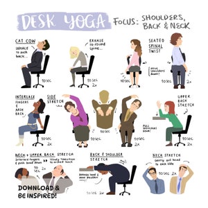Yoga da scrivania per spalle, schiena e collo / The Office Edition / Sedia Yoga / 8x8 in, 8x10 in, 16x16 in