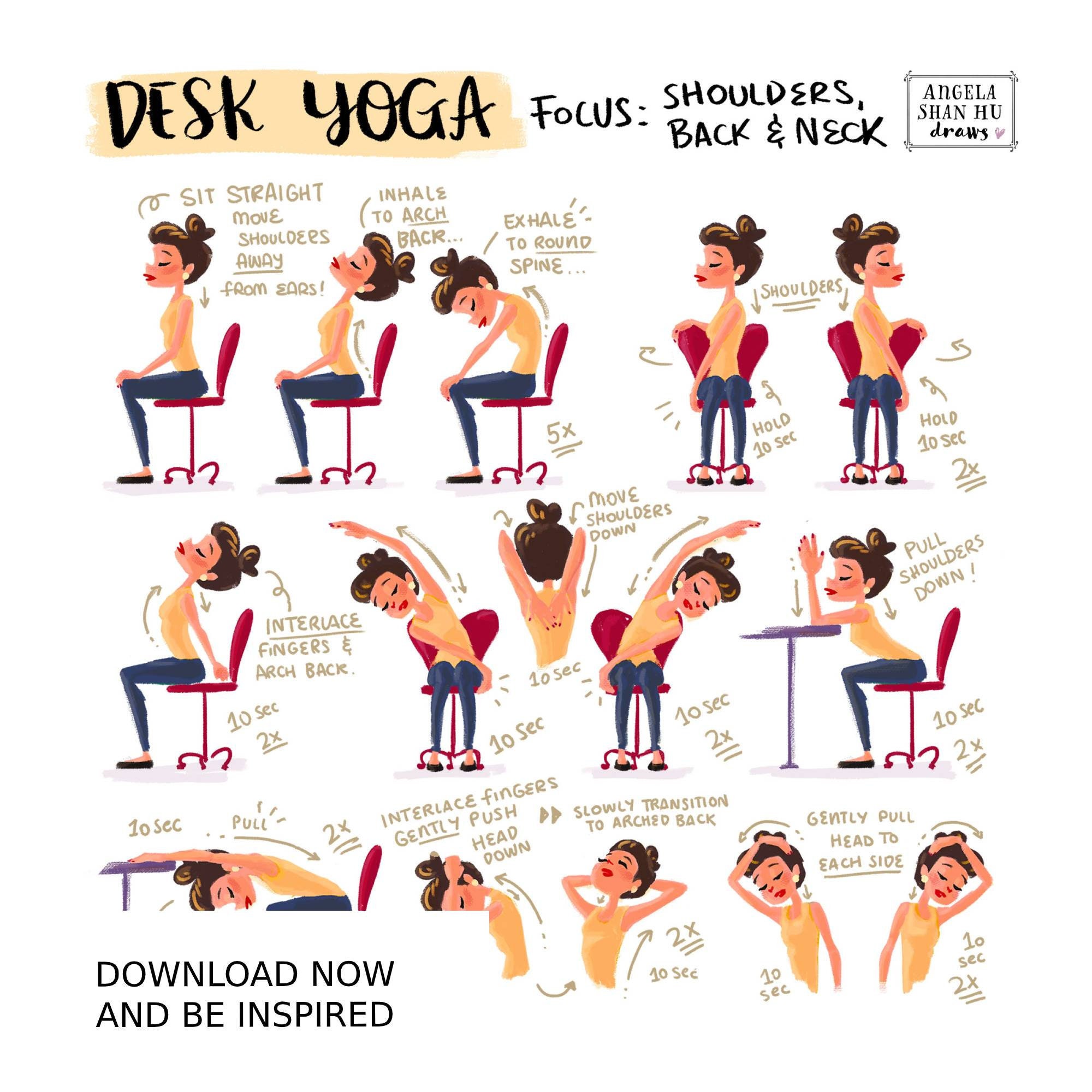 Desk Yoga Print White Yoga Pose Print Home Office Print Etsy