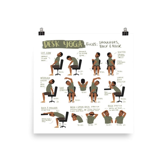 Desk Yoga Focus on Shoulders, Back, and Neck Physical Print Chair