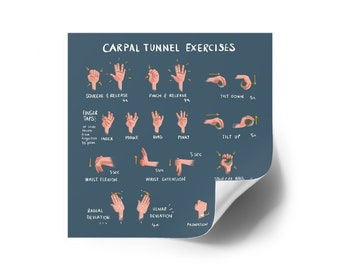 Carpal Tunnel Exercises Sticker - Blue | Hand and Wrist Exercises for Carpal Tunnel Relief Active