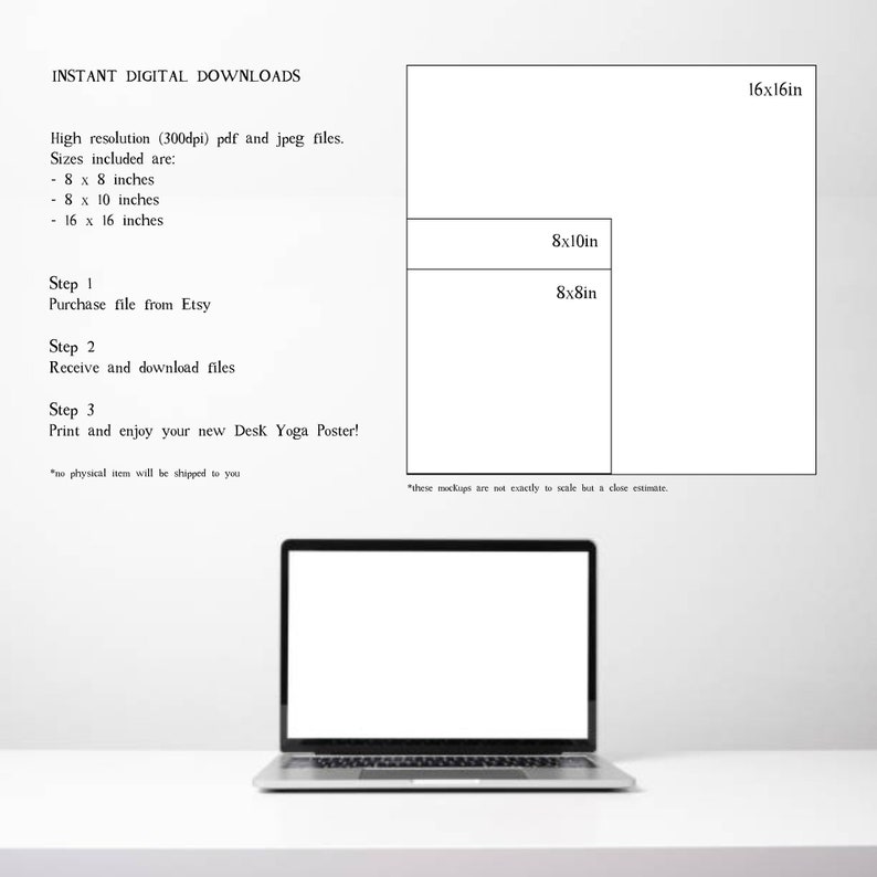 Digital download size of Desk Yoga Posters