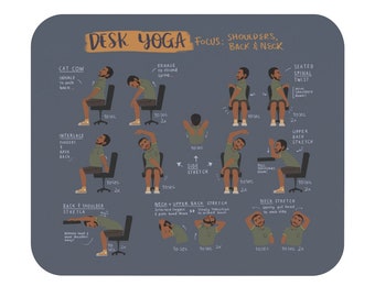 Desk Yoga - focus on shoulders, back, and neck - Mouse Pad | Chair Yoga | Office Yoga | Yoga Poses | Work From Home Yoga