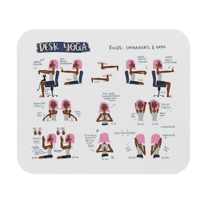 Desk Yoga Mouse Pad - Shoulders Arms - White