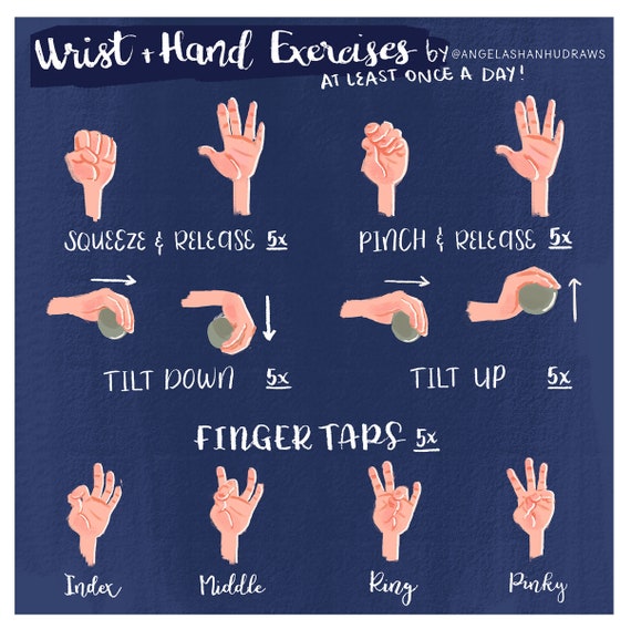 Wrist and Hand Exercises Print Desk Yoga Wrist Pain Hand Pain Work From  Home Art -  Canada