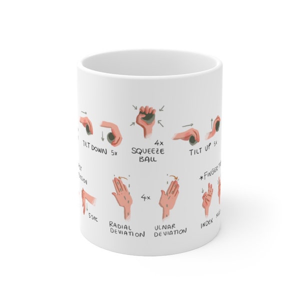 Carpal Tunnel Exercise Mug 11oz | Hands and Wrist Exercise Mug | Office Desk Accessories | Office Gifts | Coffee Mug