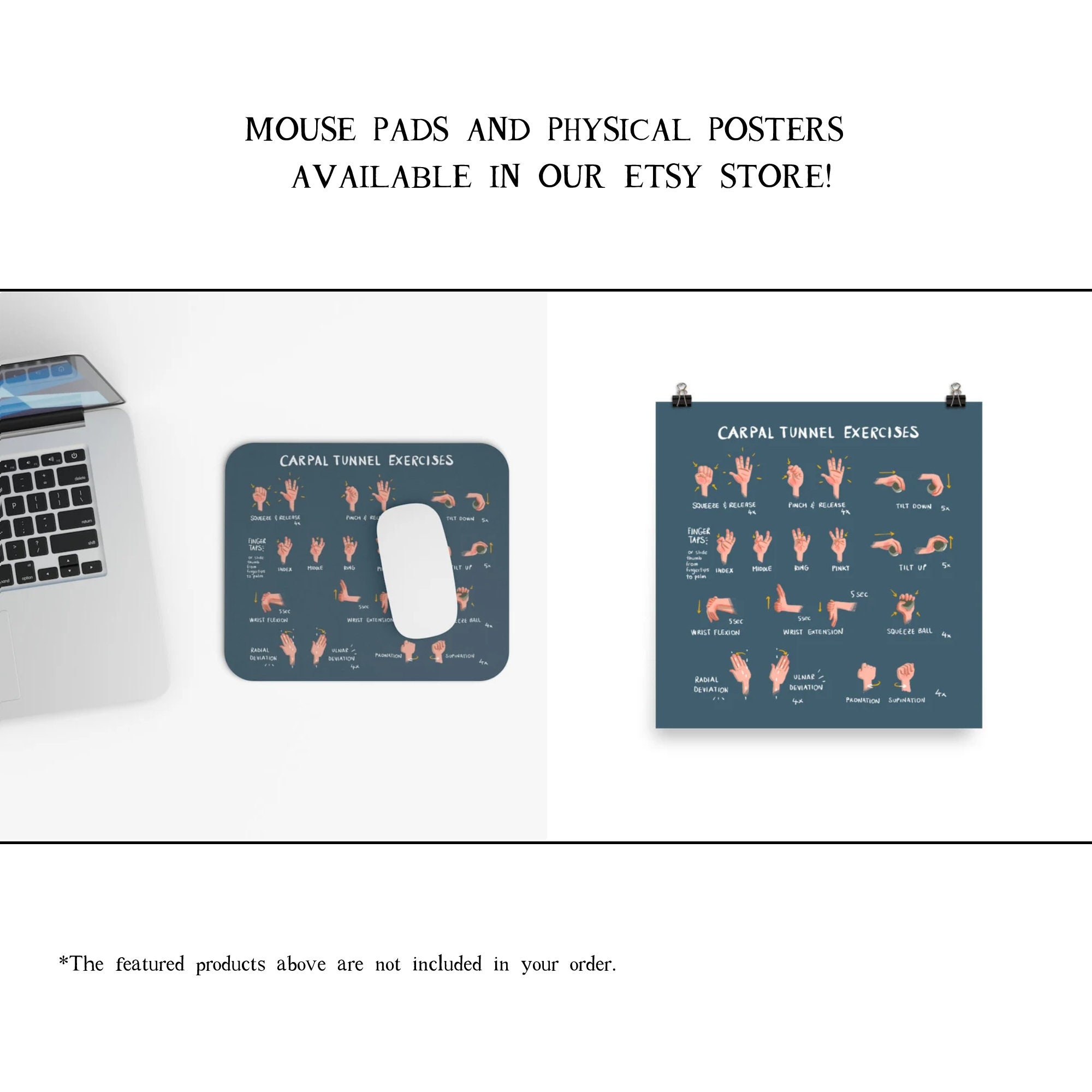 Carpal Tunnel Exercises Print Digital Blue Hand and Wrist Exercises for