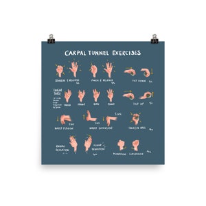 Carpal Tunnel Exercises Print - Physical - Blue | Hand and Wrist Exercises for Carpal Tunnel Relief