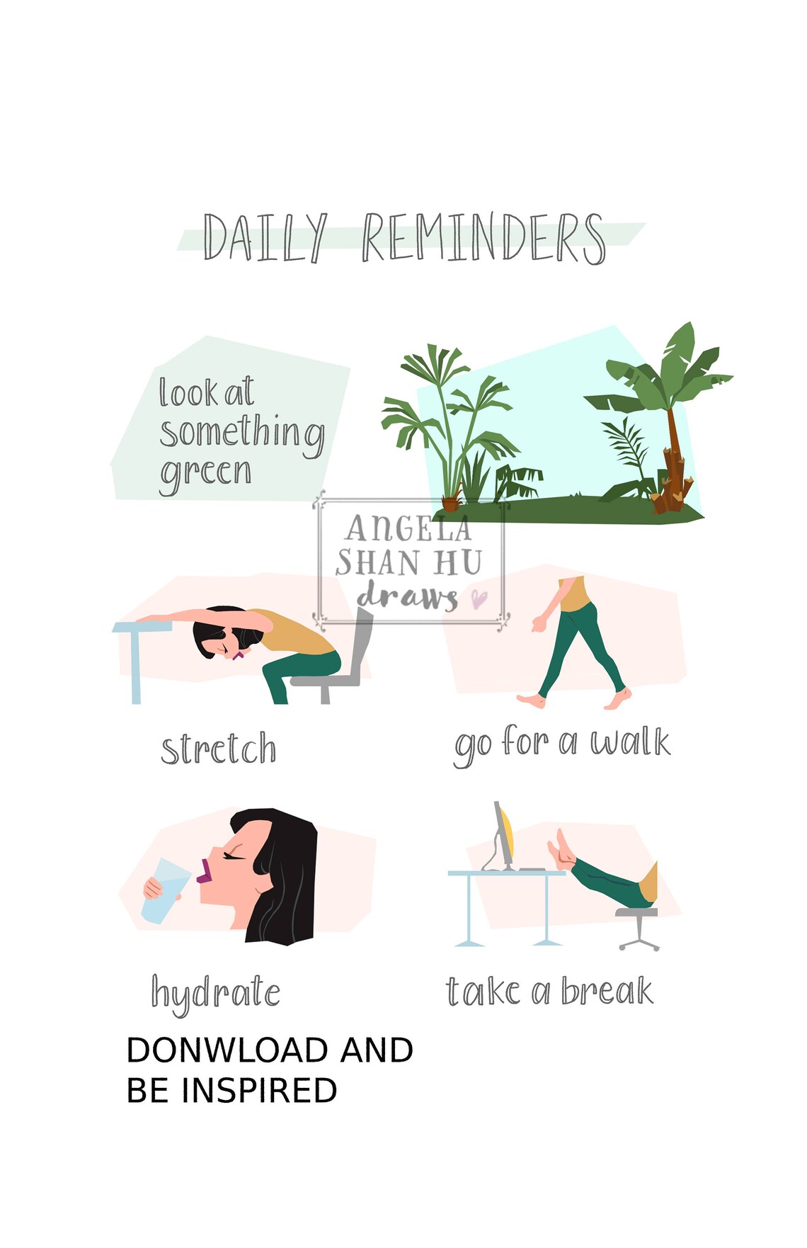 Daily Reminders for Work From Home Office Art Home Decor Home Office