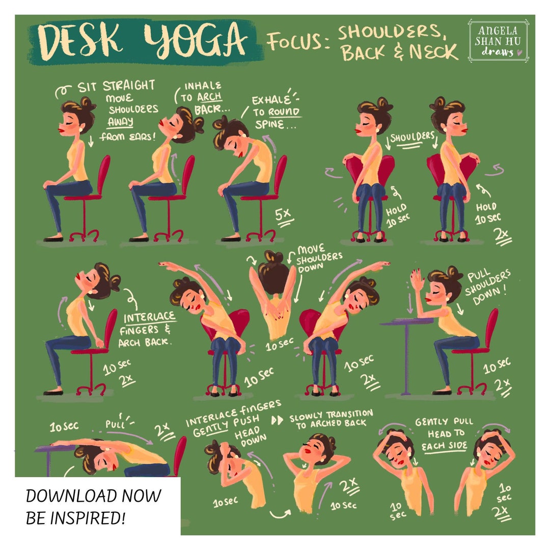 Desk Yoga Focus on Shoulders, Back and Neck Chair Yoga Office Yoga