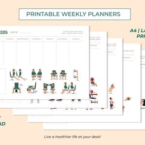 Desk Yoga Weekly Planner Bundle | Desk Yoga  | A4 High Quality | Weekly Schedule | Office Desk Organizer