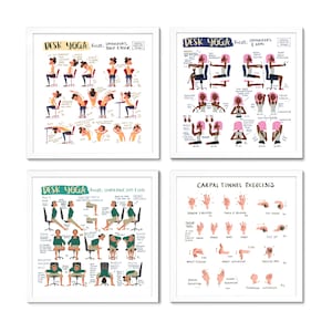 Yoga da scrivania - **Pacchetto bestseller** BIANCO / Stampa Yoga in ufficio / Yoga alla scrivania / Yoga per lavoro da casa / Esercizi per il tunnel carpale