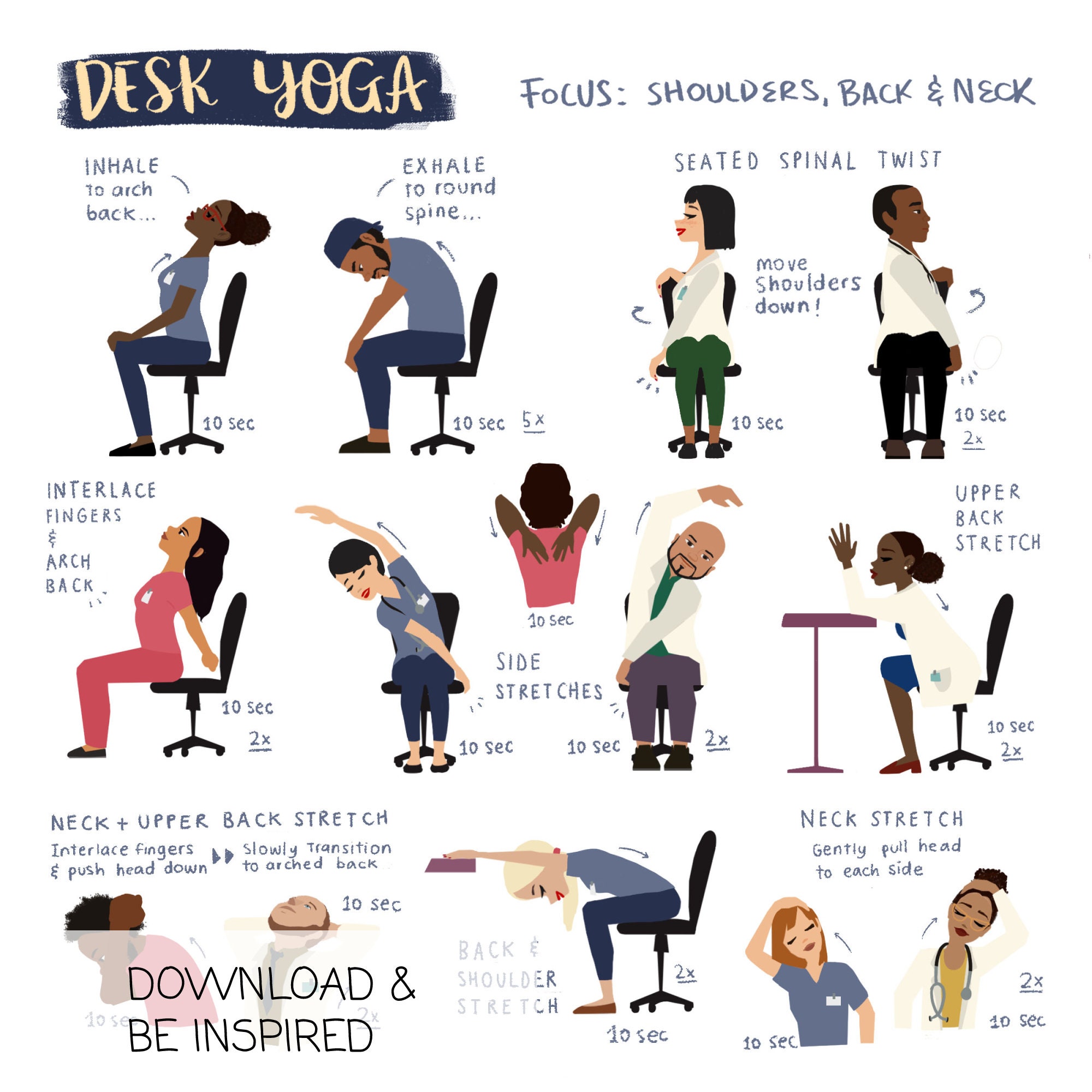Desk Yoga for Shoulders, Back, and Neck Physical Print Healthcare  Professional Edition Chair Yoga 