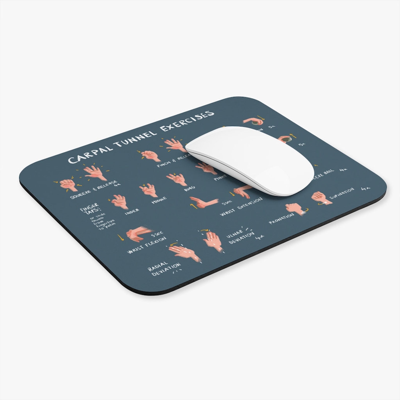 Carpal Tunnel Exercises Mousepad Blue Hand and Wrist Etsy