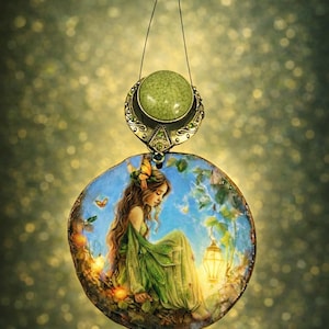 Hand-Painted Fairy Wood Disc Ornament | Resin Coated Woodland Art (Set of 6)