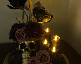 Decoración de Halloween interior Objetos decorativos modernos Florero Rosas  y Calavera Negro Blanco Arte Decorado sala de estar Regalo Arte para el  hogar Arte floral -  España
