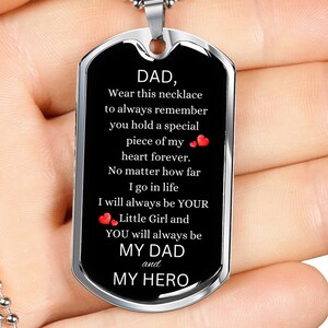 Dad I Will Always Be Your Little Girl Necklace | Dog Tag Necklaces | Personalized Gift For Dad | Gift For Dad From Daughter | Father Gifts