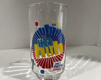 1990 DIET PEPSI 12 oz Glass You Got The Right One Baby Uh Huh Ray Charles Slogan/Logo - Near Mint!