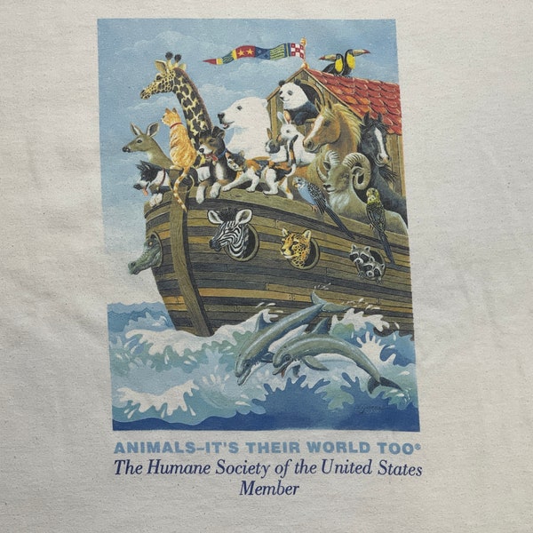 00's Humane Society of the United States Noah's Ark Animal Lovers Y2K Vintage T Shirt - Size XL