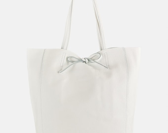 Monica White - Leather Shopper