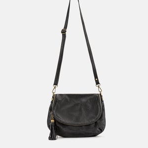 Vasarino Black - Soft Leather Crossbody Bag