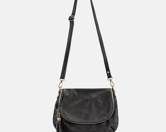 Vasarino Black - Soft Leather Crossbody Bag