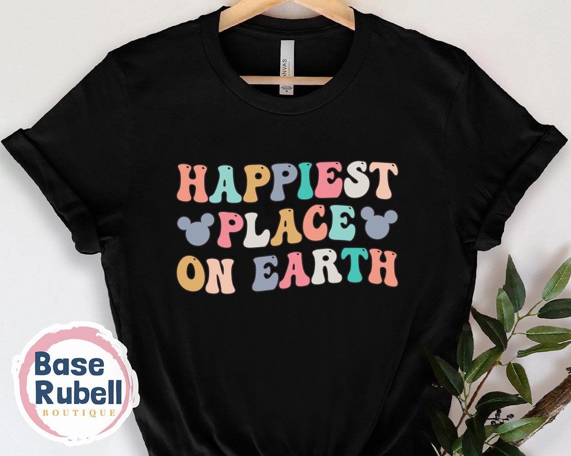 Disney Tee Shirt Happiest Place On Earth T shirt Disneyland | Etsy