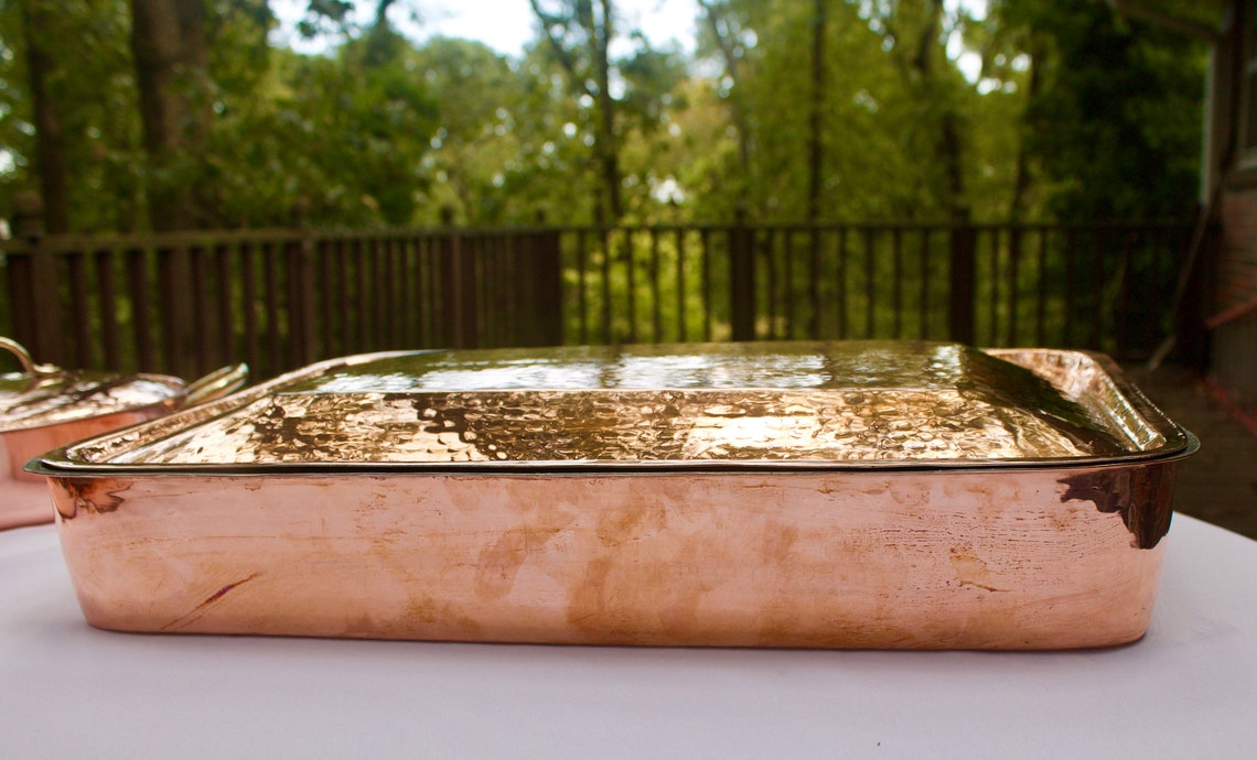 Copper Baking Pan with Lid 20x12x4 HandHammered Turkish Etsy