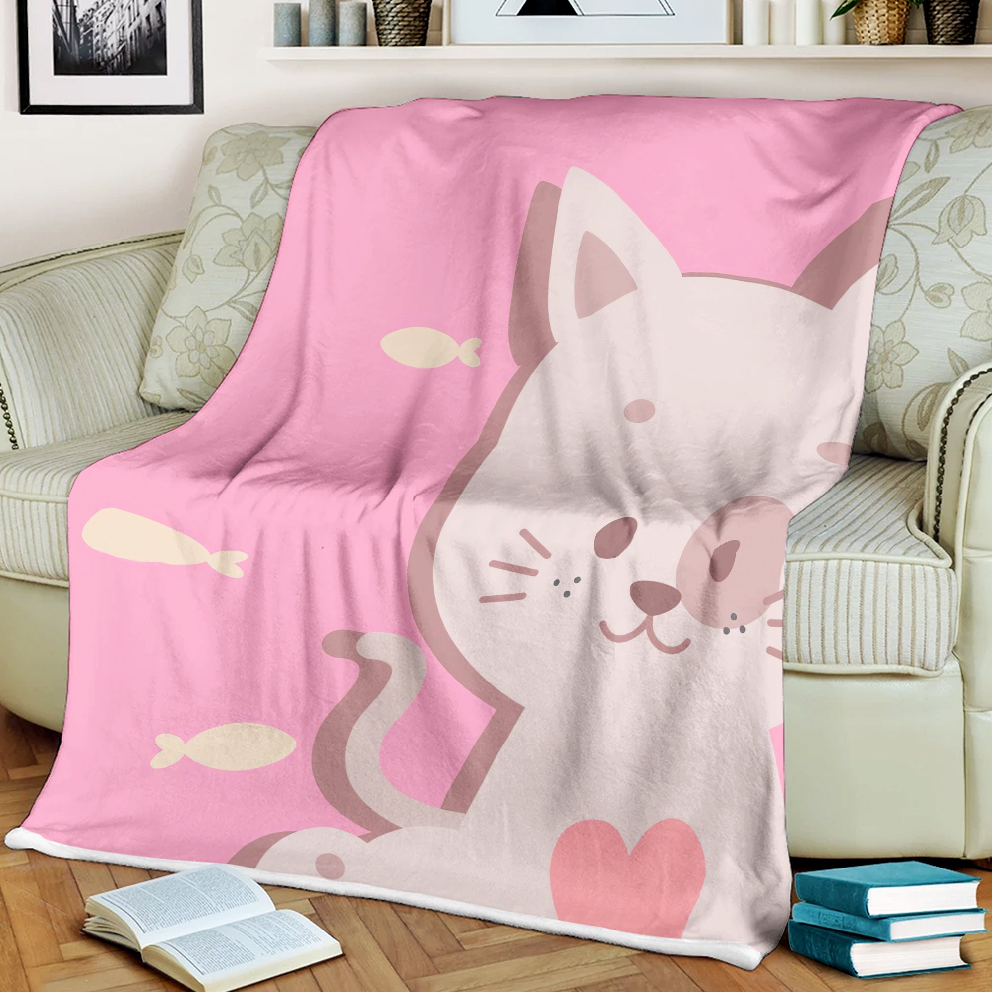 Cute Cat Blanket Pets Blanket Gift Kitten Blanket Gift Cat Etsy