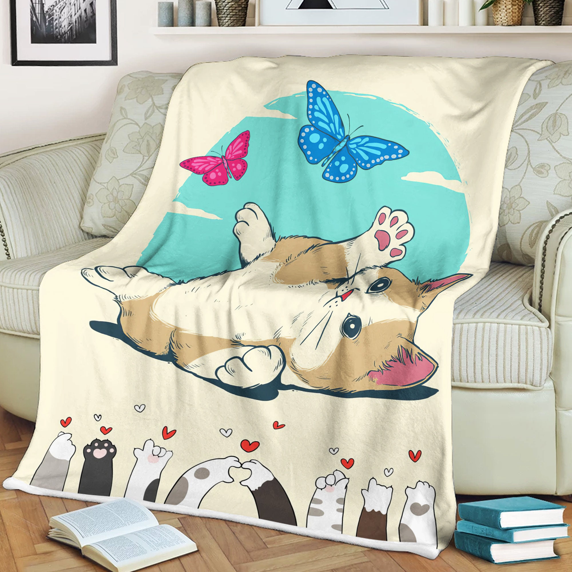 Cute Kitty Cat Blanket Kitty Cat Lover Gifts Meow Fleece Etsy