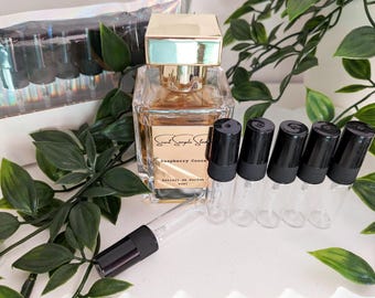 Hand-Filled Perfume Sample: Raspberry Cocoa by Scent Sample Studios, Curated Red Berry Creamy Chocolate Niche Gourmand Travel Spray