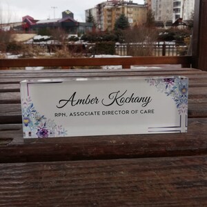Personalized Flower Name Plate for Desk Custom Office Decor Nameplate Sign Office Desk Name Plate Teacher Gift , for woman for man