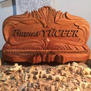 Wood Carving Name Plate, Desk Name Plate, Wood carved decor,Wooden Art, Wooden Nameplate