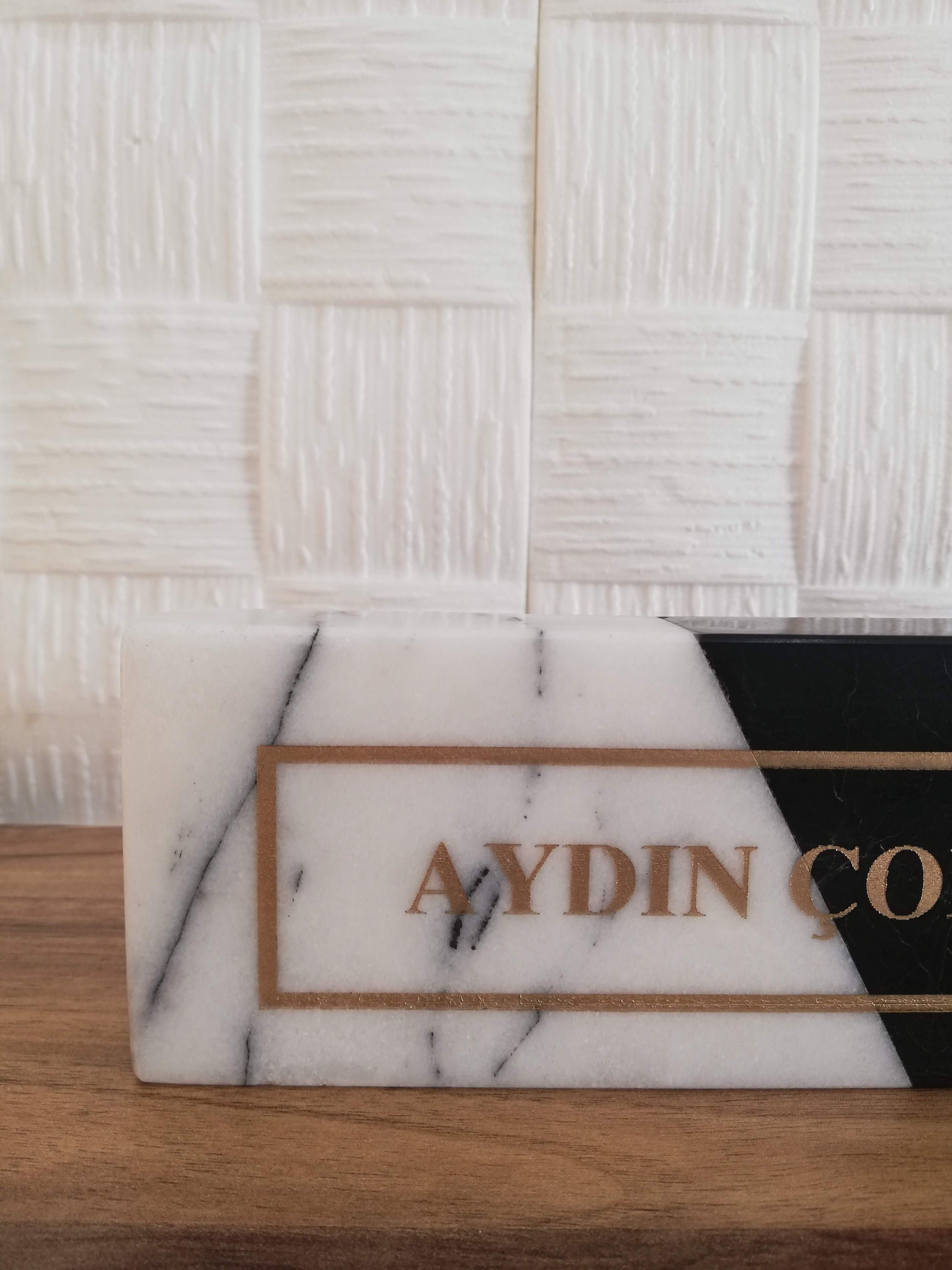 Personalized Desk Name Plate Marble, Marble Name Plate , Black White