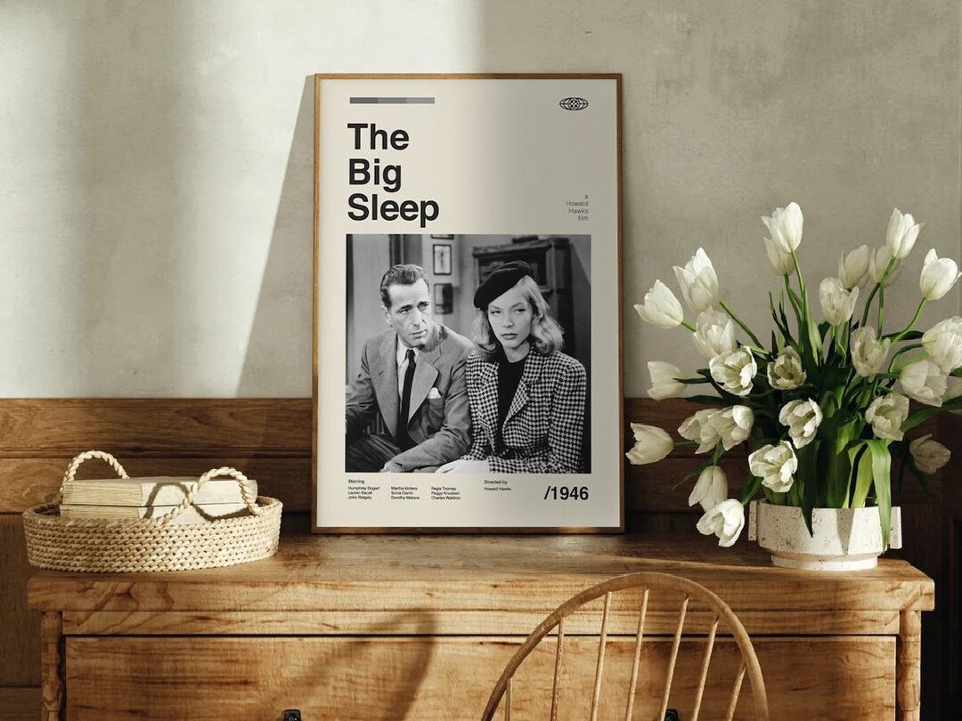 The Big Sleep Vintage Movie Poster, Humphrey Bogart Lauren Bacall ...