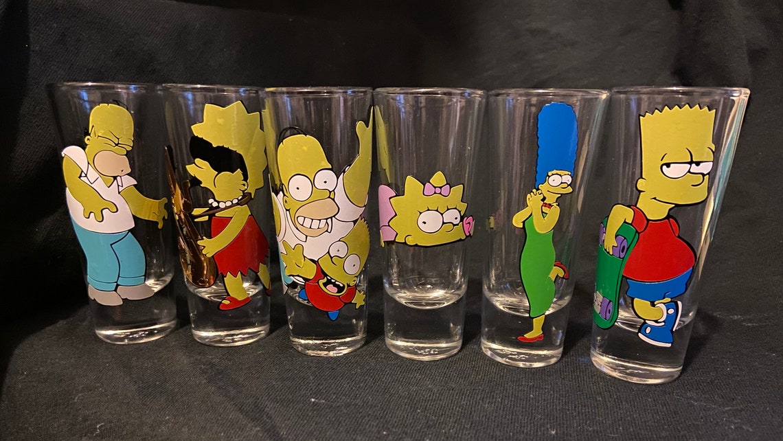 The Simpsons shot glasses perfect for gift or home Etsy