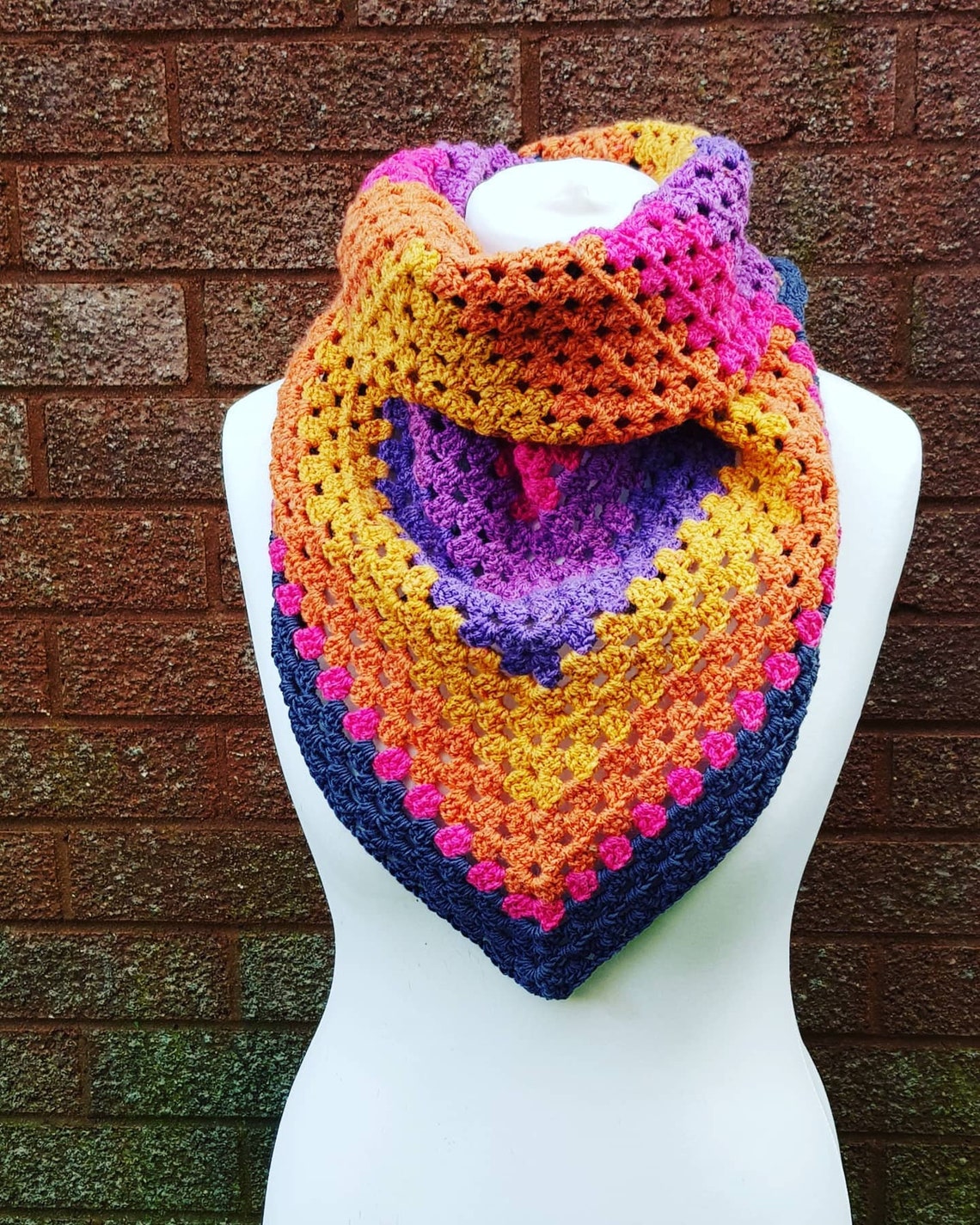 Handmade granny triangle shawl | Etsy