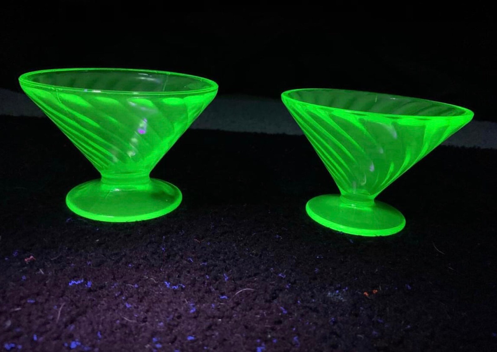 Vintage Uranium Glass Goblets Set of 2 Etsy