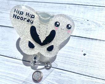 Hip Hip Hooray Pelvis Interchangeable Badge Reel, Pelvic Bone Retractable ID Card, Orthopedic RN, Ortho Doctor, Funny Nurse Badge,