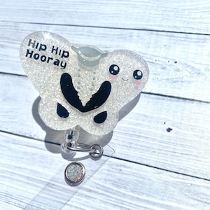 Hip Hip Hooray Pelvis Interchangeable Badge Reel, Pelvic Bone Retractable ID Card, Orthopedic RN, Ortho Doctor, Funny Nurse Badge,