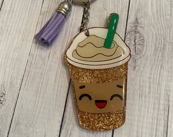 Iced Coffee Shake Keychain, Cute Frappuccino Keychain, Coffee Keyring, Cute Coffee, Frappuccino, Iced Coffee Keychain, Coffee Cup Keychain