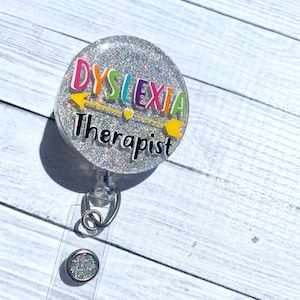 Dyslexie therapeut verwisselbare badge reel, dyslexie interventionist intrekbare ID tag houder, leraar badge reel, leesinterventie