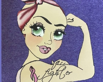 Rosie the Riveter Bald Breast Cancer Fighter, Chemo, Strong Women, Fight Cancer