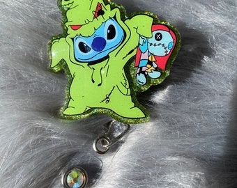 Halloween Cartoon Alien Interchangeable Badge Reel, fall pumpkin alien Badge Reel, Retractable Cute Dragon ID Card Holder, fall Key Card
