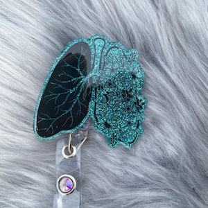Floral Lung Interchangeable Badge Reel, Retractable Respiratory Badge Reel, Respiratory Therapy, Funny Nurse ID Badge Holder, RN Badge Reels