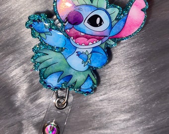 Cartoon Alien Interchangeable Badge Reel, Cartoon Character Badge Reel, Retractable Cute Dragon ID Card Holder, Hawaiian Cartoon Key Card
