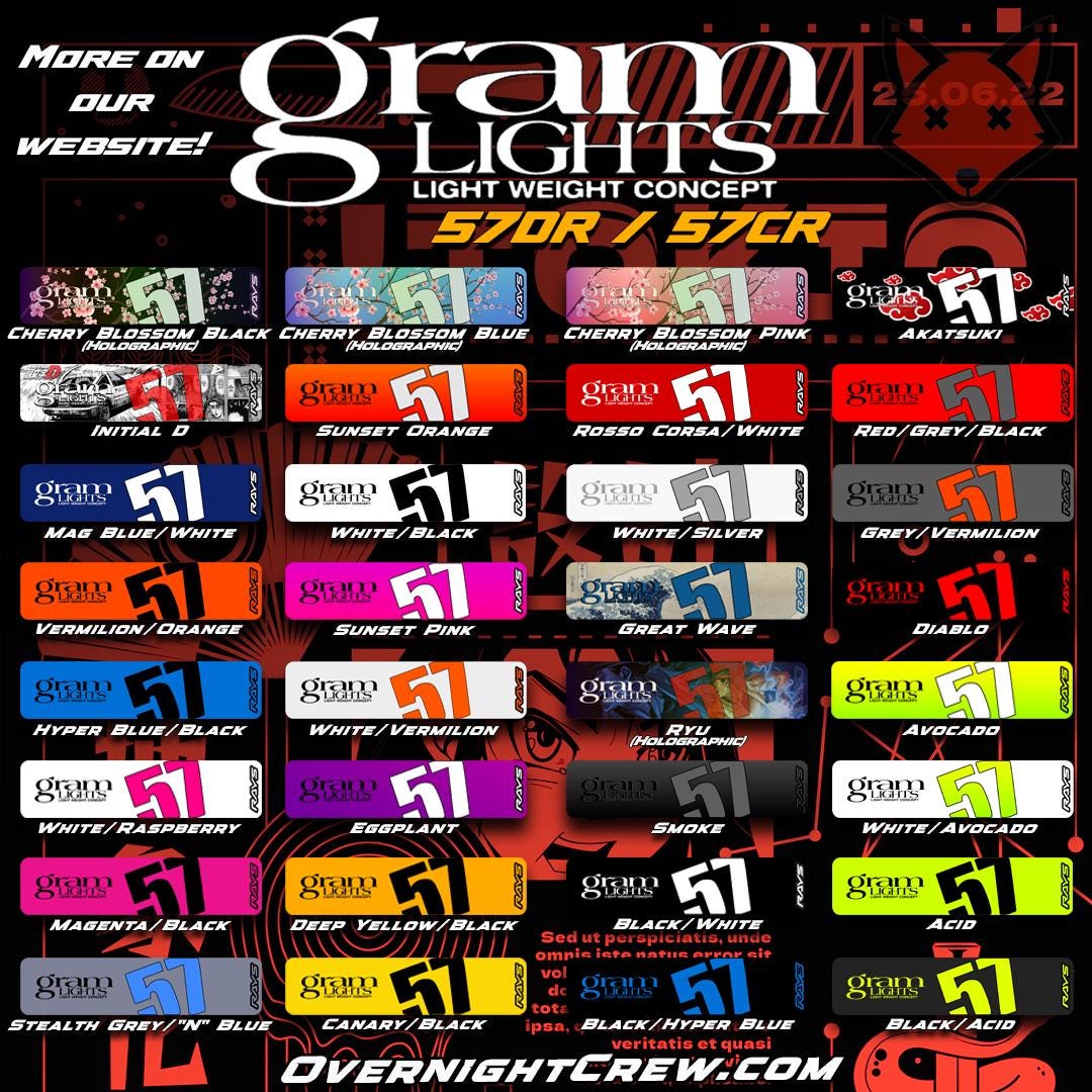 Rays Gram Lights 57DR / 57CR スポークステッカー（4枚） - Etsy 日本