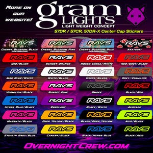 Rays Gram Lights 57DR / 57CR, 57DR-X Center Cap Stickers (4 PCS)