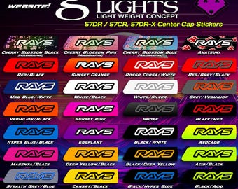 Rays Gram Lights 57DR / 57CR, 57DR-X Center Cap Stickers (4 PCS)