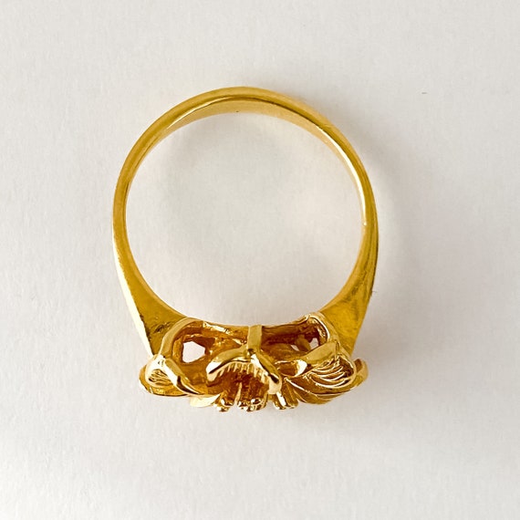 Flower 925 & 24k vintage ring gold plated silver … - image 2